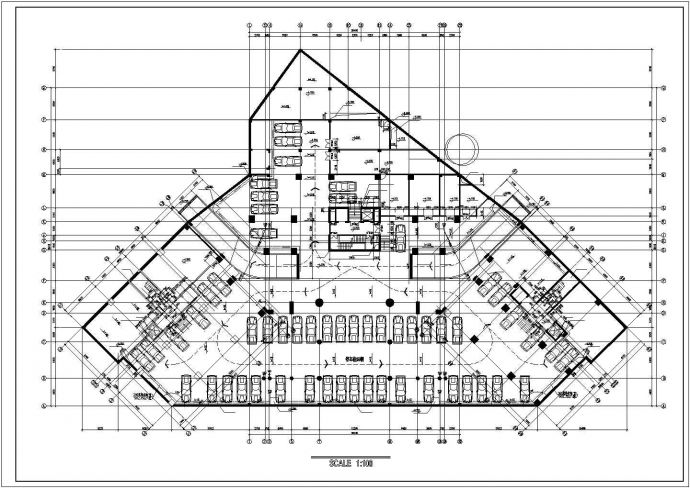 北京某商业街2.2万平米五层框架结构购物商场全套平面设计CAD图纸_图1