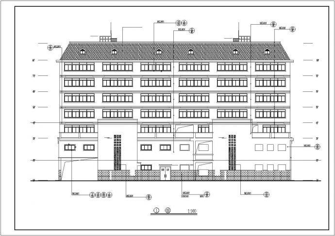 占地1100平米7+1层框架结构商住楼建筑设计CAD图纸（1-2层商用）_图1