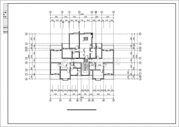 芜湖市某小区2900平米7层框架结构住宅楼平立剖面设计CAD图纸-图一
