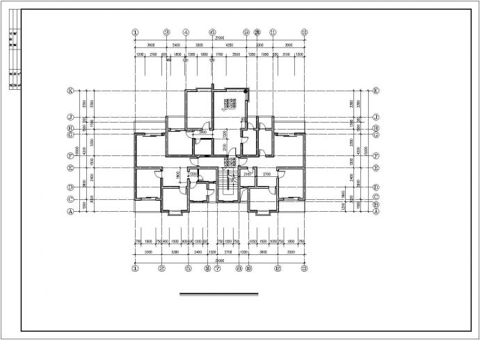 芜湖市某小区2900平米7层框架结构住宅楼平立剖面设计CAD图纸_图1