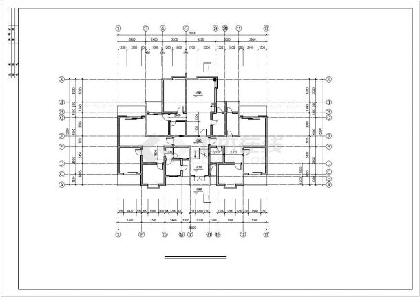 芜湖市某小区2900平米7层框架结构住宅楼平立剖面设计CAD图纸-图二