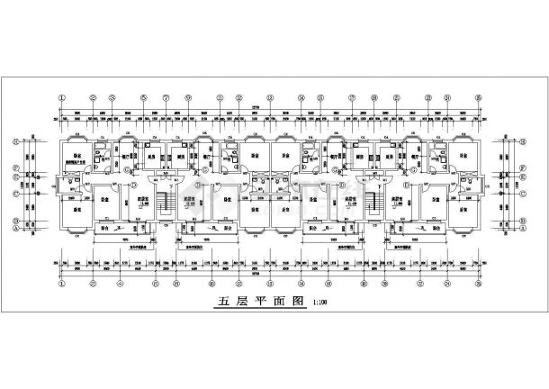 汾阳市某安置小区6层混合结构住宅楼平面设计CAD图纸（1层4户）-图一