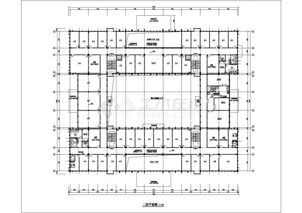 办公楼设计_某五层框架结构综合行政中心办公楼设计cad全套建筑施工图（含设计说明）-图二