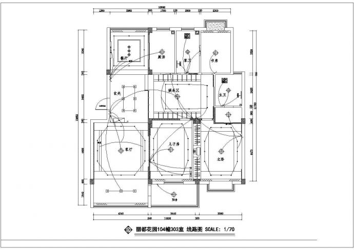 昆明市丽都花园小区120平米户型全套装修施工设计CAD图纸_图1