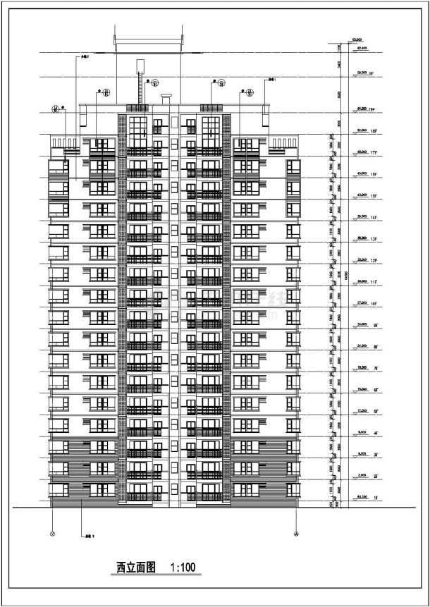 衡阳市某小区1.7万平米19层剪力墙结构住宅楼平立剖面设计CAD图纸-图二