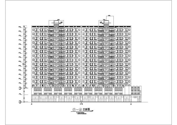 1.1万平米12层框架结构商住公寓楼平立剖面设计CAD图纸（1-2层商用）-图二