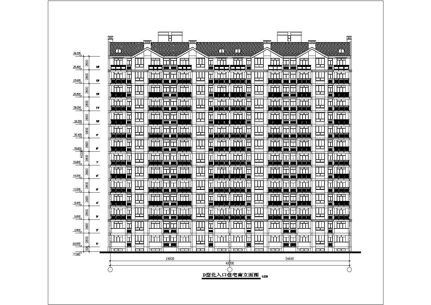 某小区1.1万平米14层框剪结构住宅楼全套平立剖面设计CAD图纸