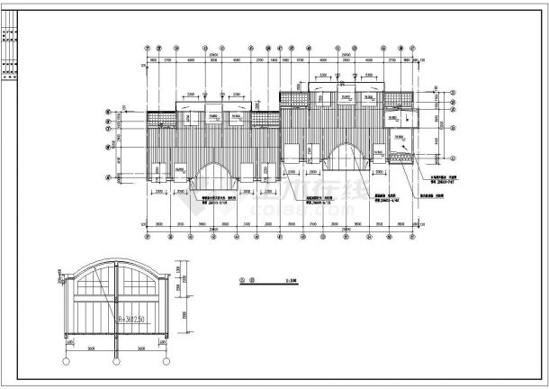 临街7900平米两栋7层框架结构商住楼平立剖面设计CAD图纸（底层商铺）-图二