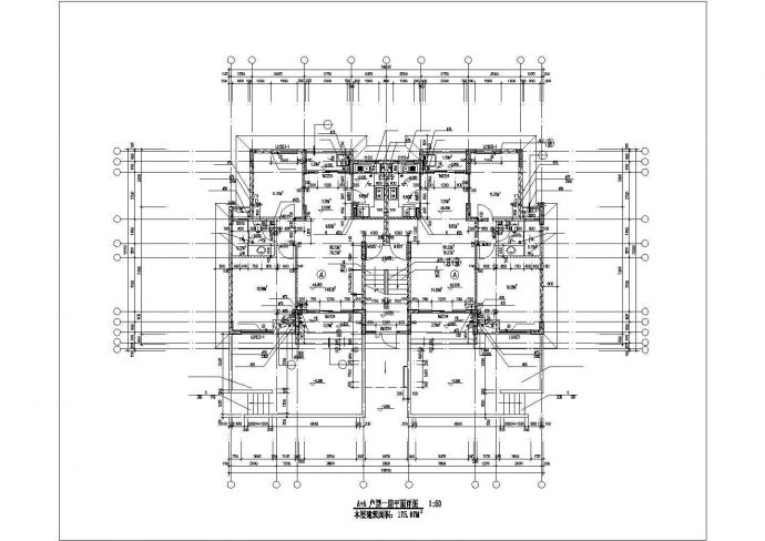 1700平米左右6层框混结构住宅楼平面设计CAD图纸（1层2户）_图1