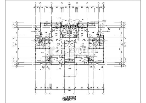 1700平米左右6层框混结构住宅楼平面设计CAD图纸（1层2户）-图二