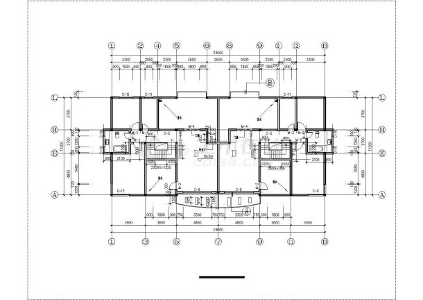 天津某小区6+1层框混结构住宅楼平立剖面设计CAD图纸（含跃层）-图一
