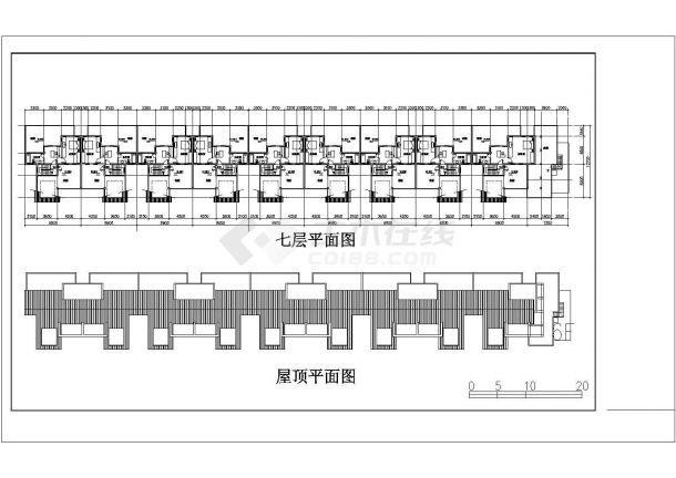 6500平米七层混合结构住宅楼其他平立剖面设计CAD图纸（含架空层）-图二