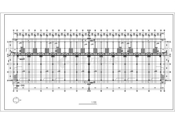 临街3100平米四层框混结构商住楼平立剖面设计CAD图纸（底层商铺）-图一