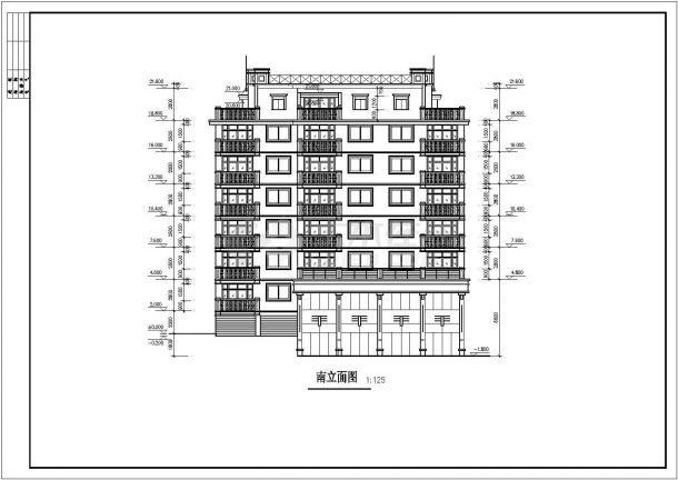 临街三栋7层框混结构组合式商住楼建筑设计CAD图纸（1-2层商用）-图一