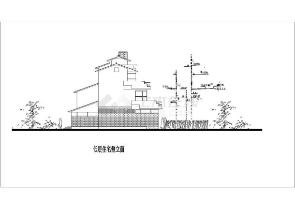 三层两户双拼式别墅楼 平立面设计CAD图纸（每户420平米）-图一