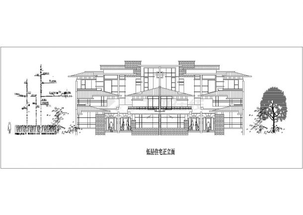 三层两户双拼式别墅楼 平立面设计CAD图纸（每户420平米）-图二