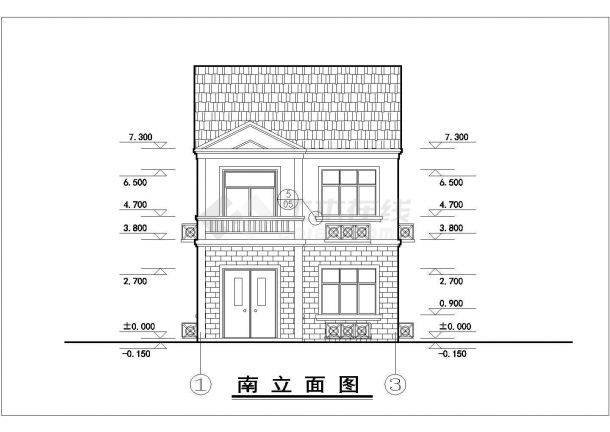 芜湖市某现代化村镇3层砖混结构乡村自建楼建筑设计CAD图纸-图二