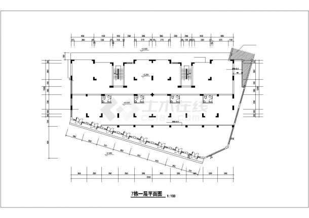 公主岭市正阳街某社区7层砖混结构住宅楼建筑设计CAD图纸（含阁楼）-图一