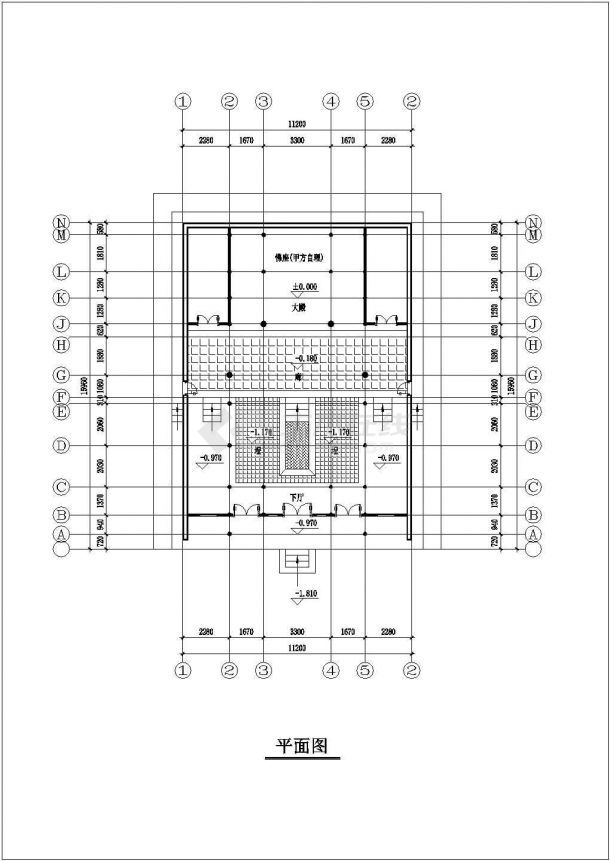 闽南市某古建筑平立面CAD布置图-图一