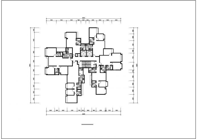 襄樊市某新建小区6栋住宅楼的标准层平面设计CAD图纸_图1