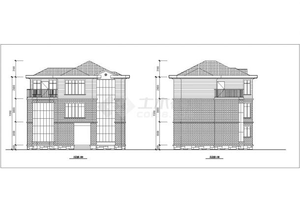 某地区经典现代风格小独栋别墅建筑方案设计施工CAD图纸（含效果图）-图一
