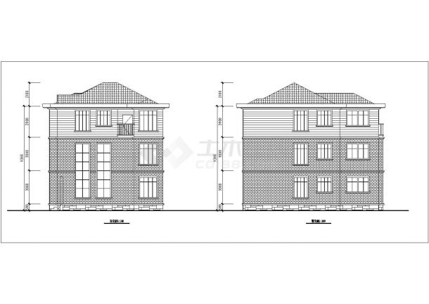 某地区经典现代风格小独栋别墅建筑方案设计施工CAD图纸（含效果图）-图二