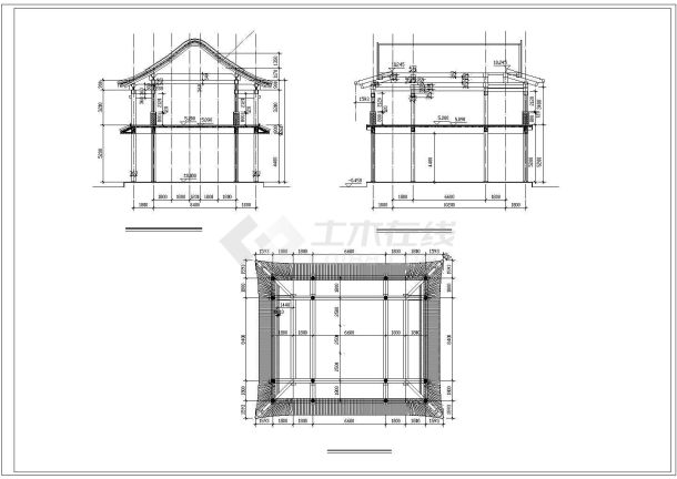 中式外观建筑cad设计施工图纸-图一