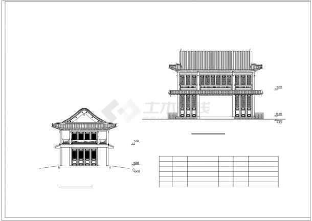 中式外观建筑cad设计施工图纸-图二
