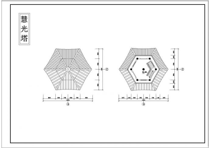 砖混结构古塔建筑施工cad设计图纸_图1