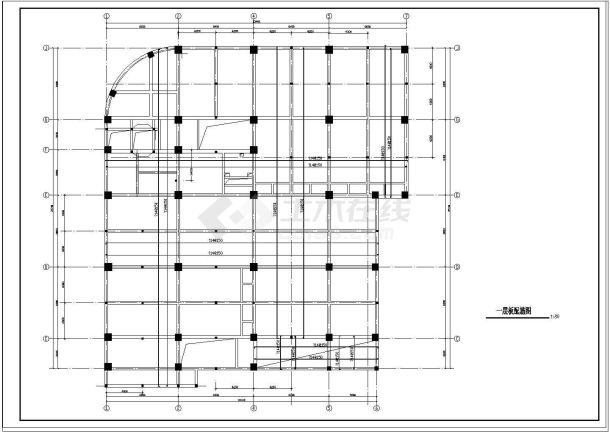 某框架结构商厦结构设计cad施工图-图一