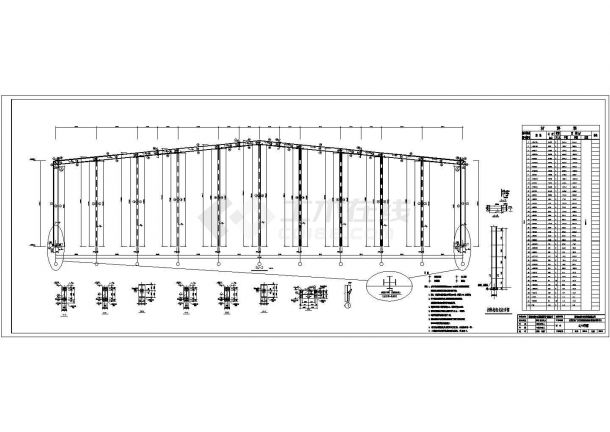 单层水稻门式钢架仓储库结构施工图-图二
