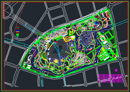 某中央公园规划建筑施工设计CAD图纸 内含总平面图设计