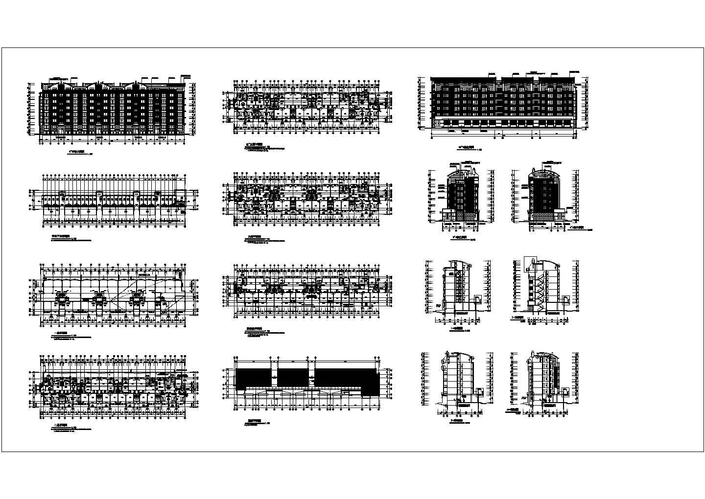 扬子名苑16#建筑施工设计CAD图纸 内含总平面图设计（平立剖）