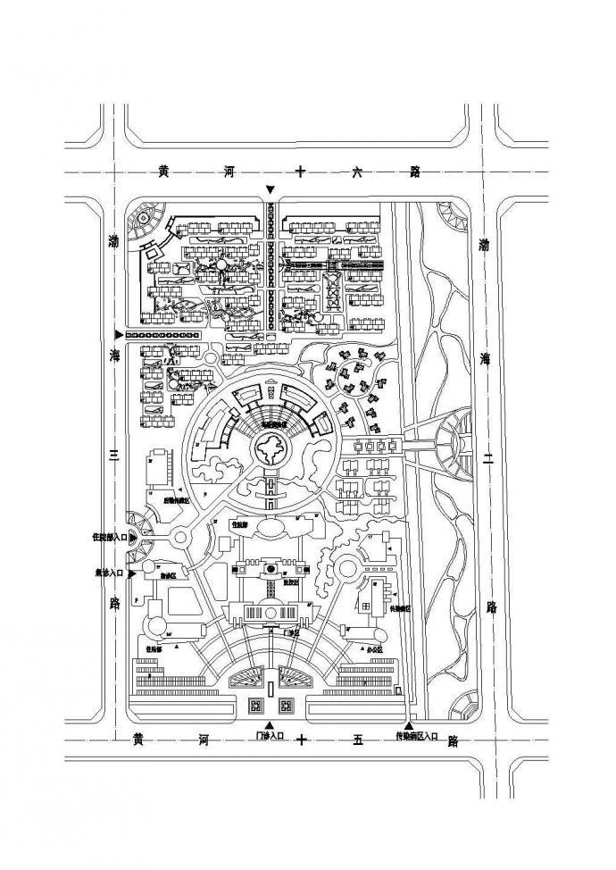 某大型医院规划设计CAD总图_图1