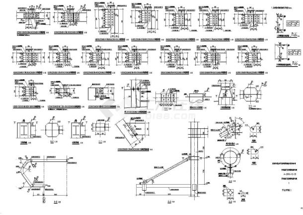 真龙汽车展厅钢结构施工CAD图纸-图二