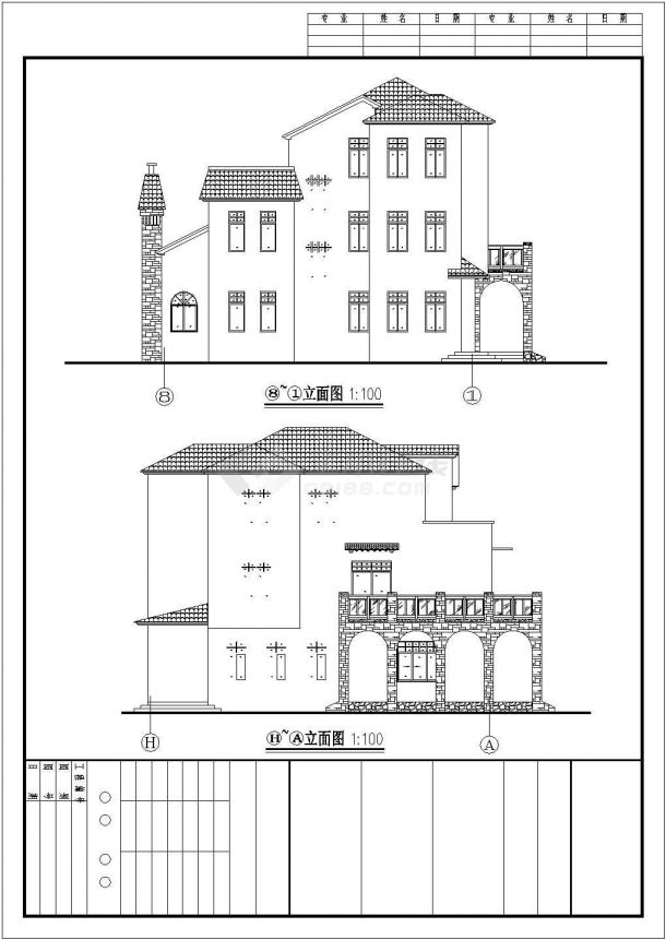 某地区欧式小户型住宅建筑完整方案设计施工CAD图纸（含效果图）-图一