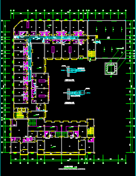 六层综合楼暖通空调设计cad图，含说明-图一