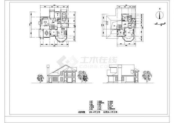 某别墅建筑施工总平面设计CAD完整详细设计方案14个-图一