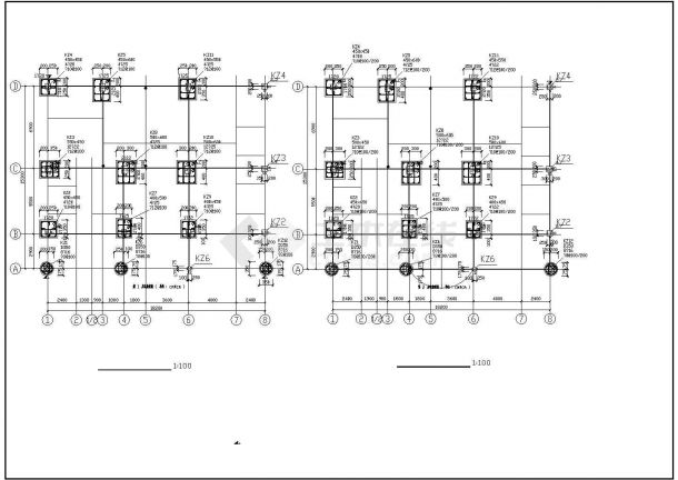 某异形柱整套完整结构总平面设计CAD完整详细-图二