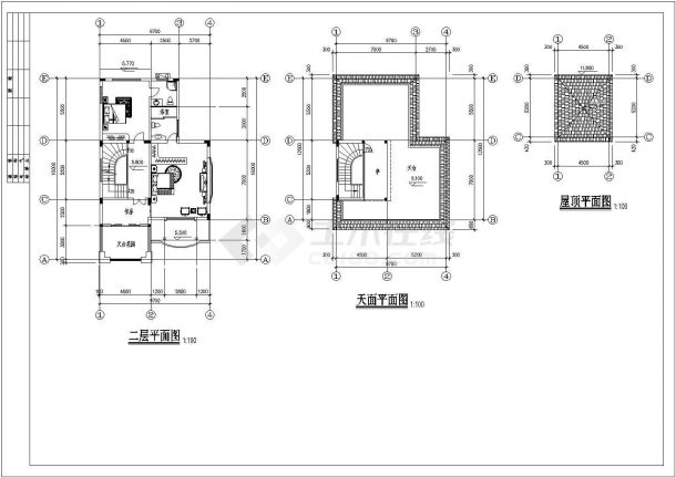 某别墅建筑施工CAD平面图设计方案-图二