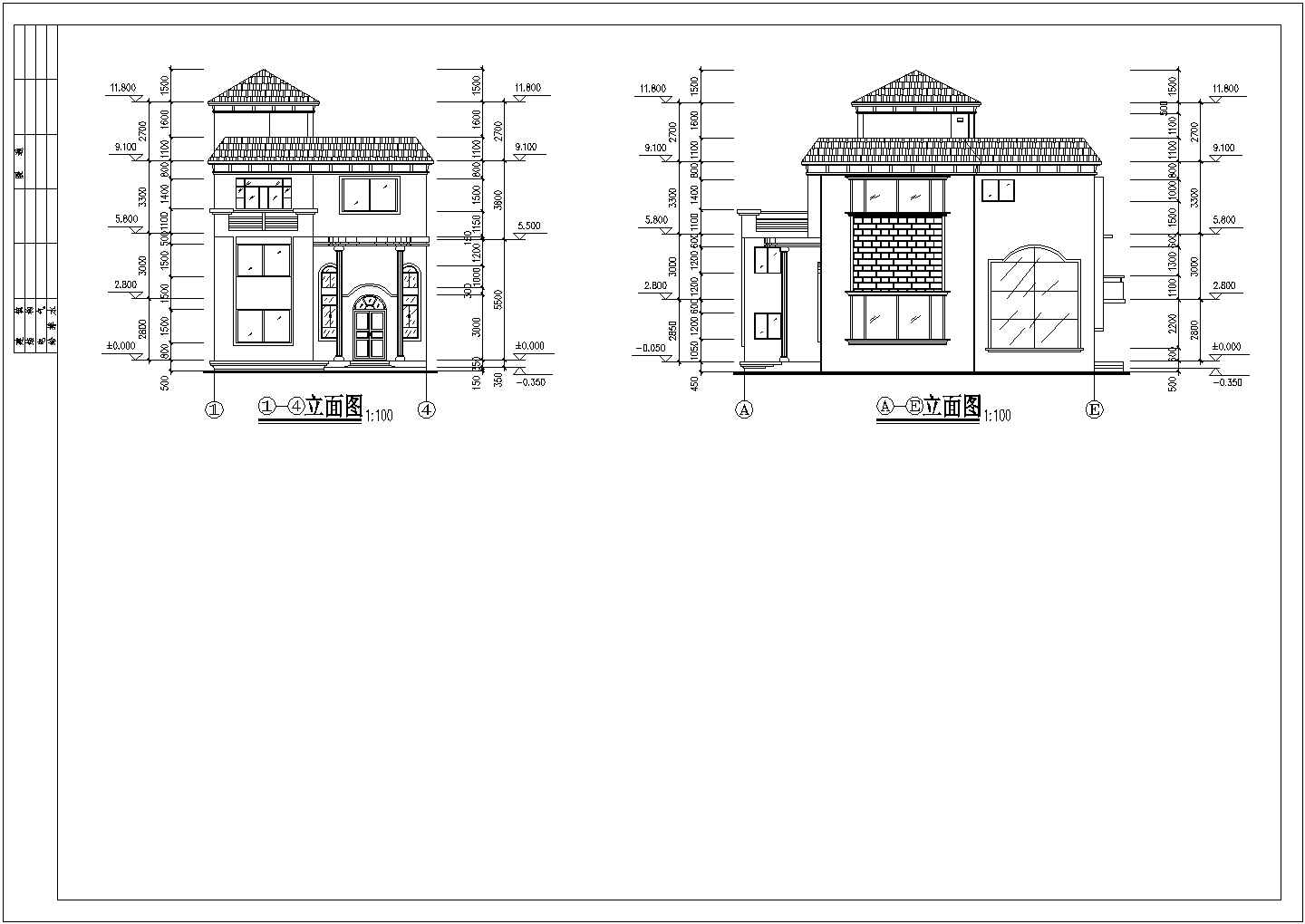 某别墅建筑施工CAD平面图设计方案