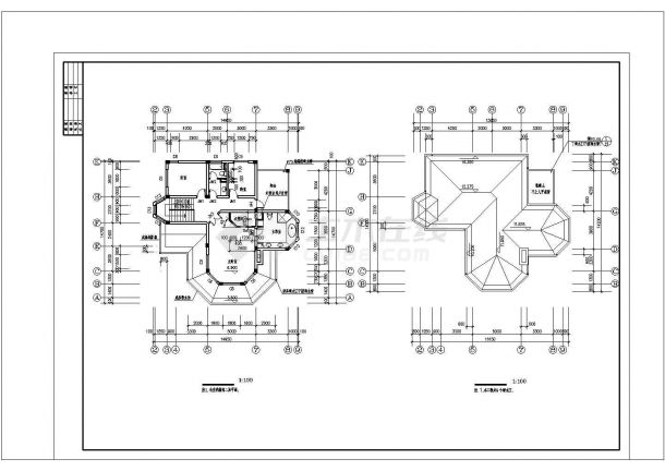 某别墅设计建筑施工CAD平面图-图一