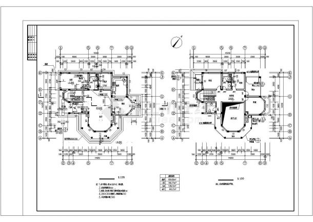 某别墅设计建筑施工CAD平面图-图二