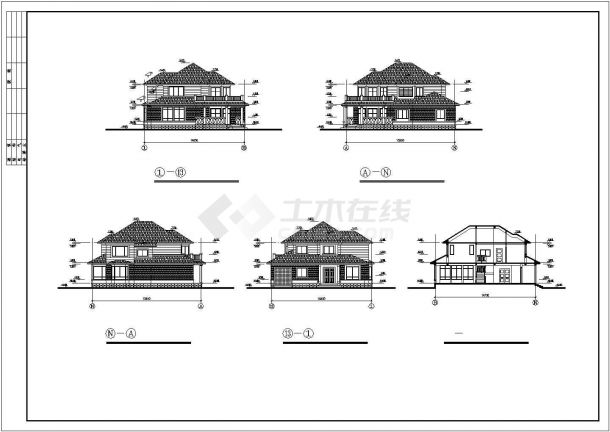 某二层砌体结构欧式风格私人别墅设计cad全套建筑施工图（含2栋设计）-图二