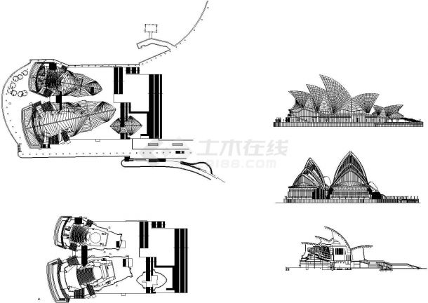 澳大利亚悉尼歌剧院建筑设计cad全套图纸（甲级院设计）-图一