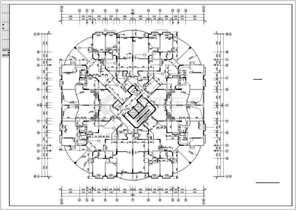 某高层住宅建筑施工CAD平面图方案-图二