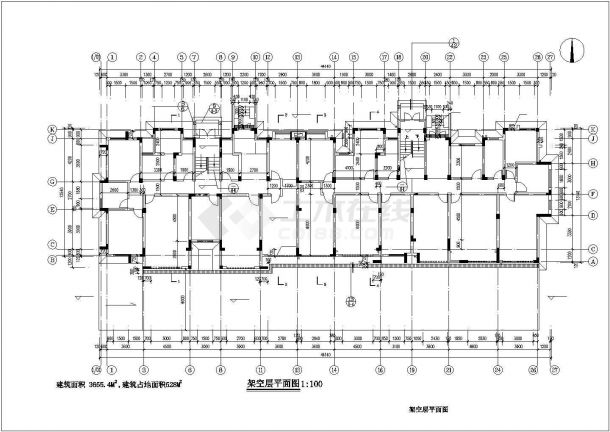 长沙市金南家园小区6层住宅楼建筑设计CAD设计图（含架空层和阁楼）-图二