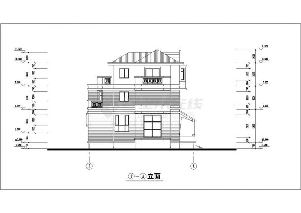 某三层带地下层框架结构欧式风格别墅设计cad全套建筑施工图（标注详细）-图二