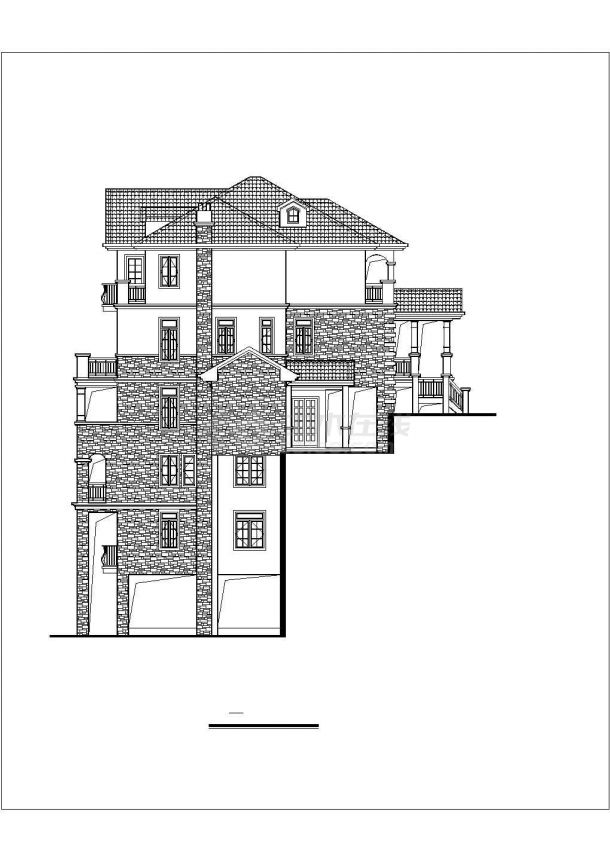 某地区豪华欧式叠拼别墅建筑全套方案设计施工CAD图纸（含效果图）-图一
