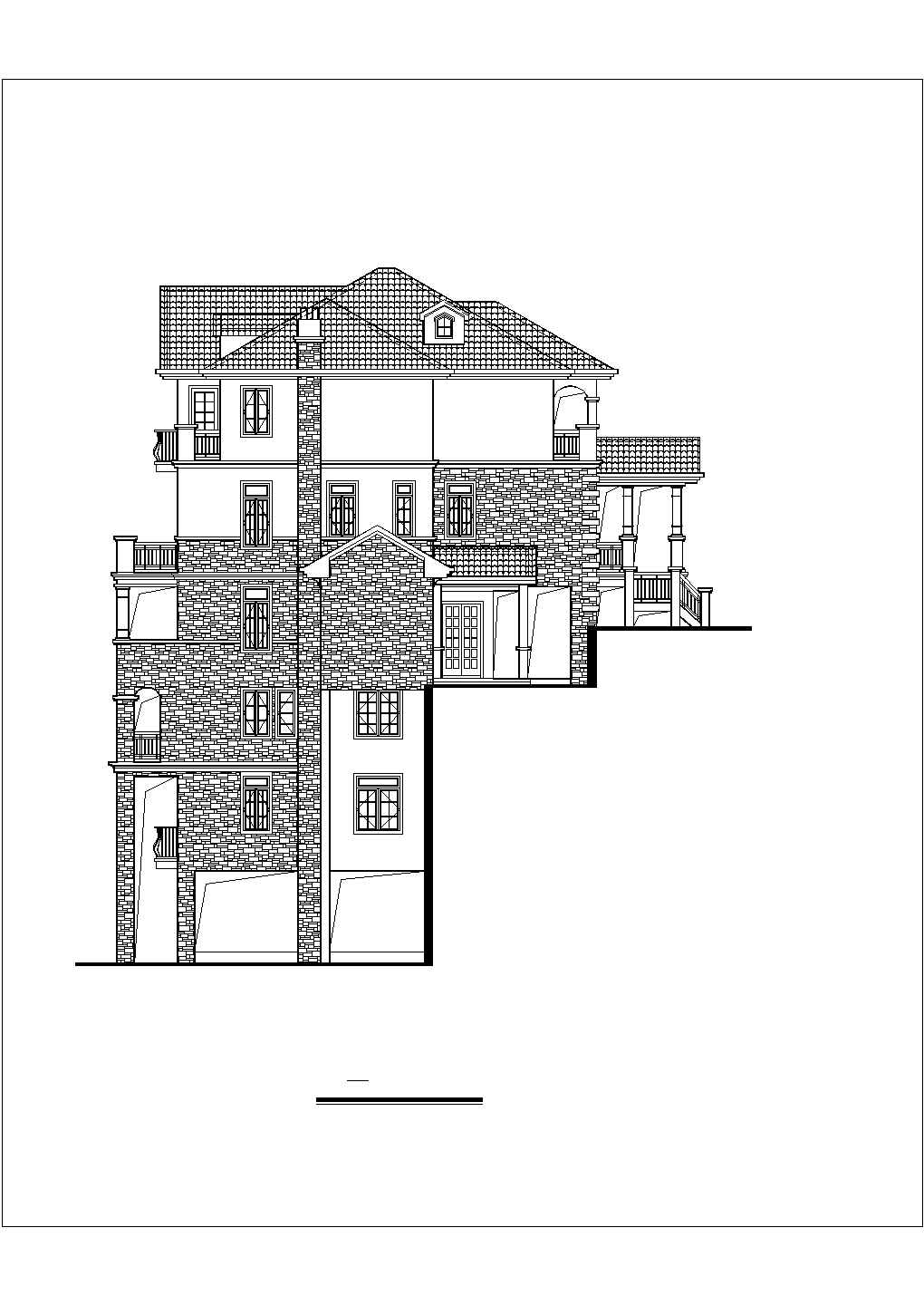 某地区豪华欧式叠拼别墅建筑全套方案设计施工CAD图纸（含效果图）